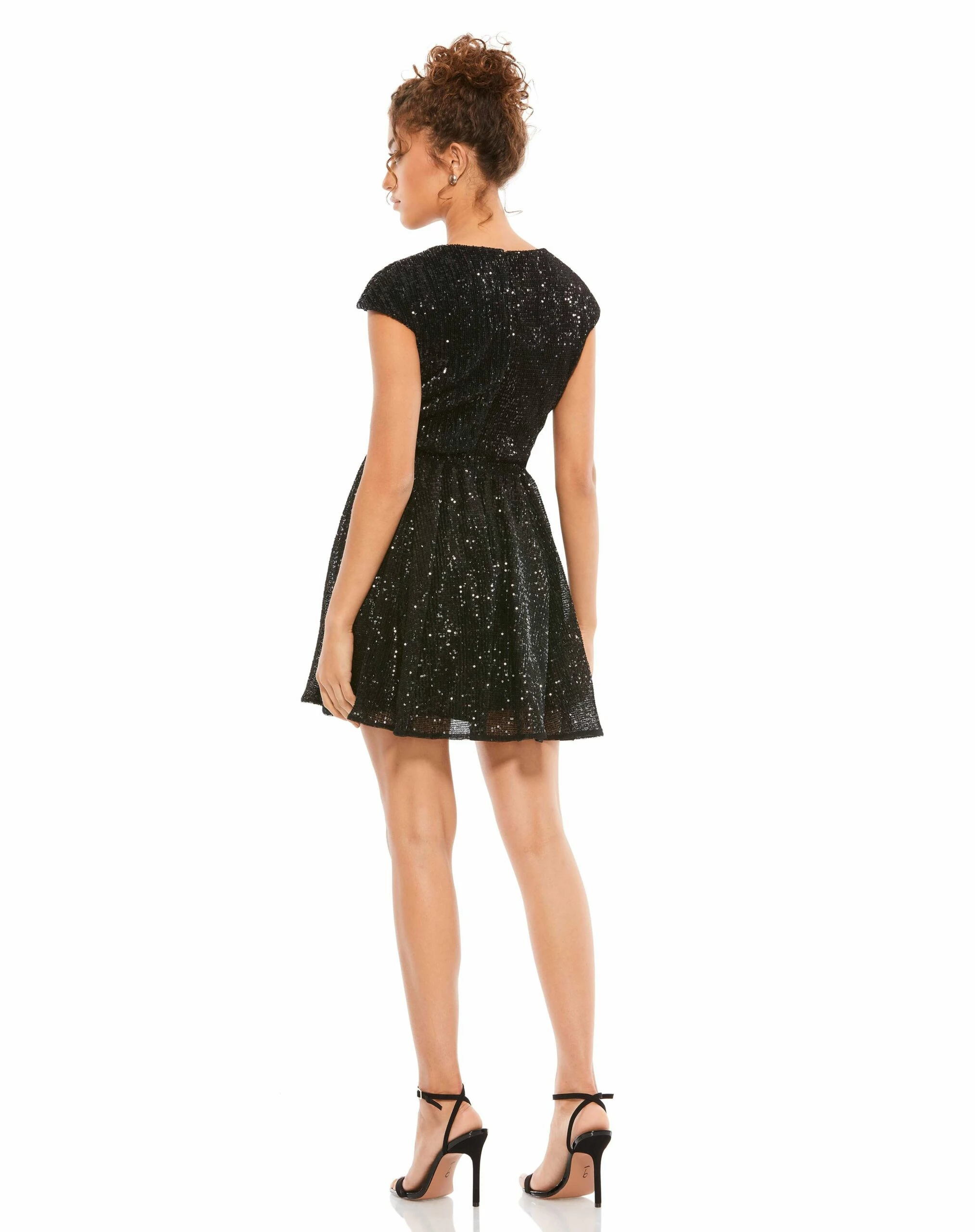 Sequined Cap Sleeve Fit & Flare Mini Dress 4 Sequined Cap Sleeve Fit & Flare Mini Dress - Image 2