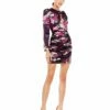 Floral Long Sleeve Ruched Mini Dress -Women's Skirt 2635 PFO Default 1 WS