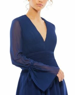 Pleated Bell Sleeve Chiffon Mini Dress -Women's Skirt 26411 NAV 3 WS 9e08ccd8 68d9 48e2 b959 4f9210791f01