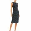 Draped Back Boatneck Sequined Cocktail Dress 2 Draped Back Boatneck Sequined Cocktail Dress -Women's Skirt 26438 MID Default 1 WS