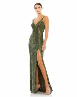 Fully Sequined Scoop Back Gown
