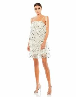 Polka Dot Ruffle Tiered Spaghetti Strap Mini Dress