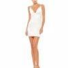 Plunging Faux Wrap Charmeuse Mini Dress -Women's Skirt 26481 WHT Default 1 WS
