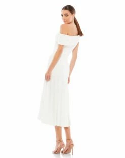 Ruched Off-The-Shoulder Midi Dress -Women's Skirt 26484 WHT 2 WS