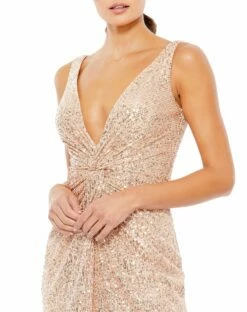 Front Twist Plunging Sequined Mini Dress -Women's Skirt 26496 ROG 3 WS