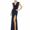 V-Neck Ruched Jersey Gown 2 V-Neck Ruched Jersey Gown -Women's Skirt 26504 NAV Default 1 WS