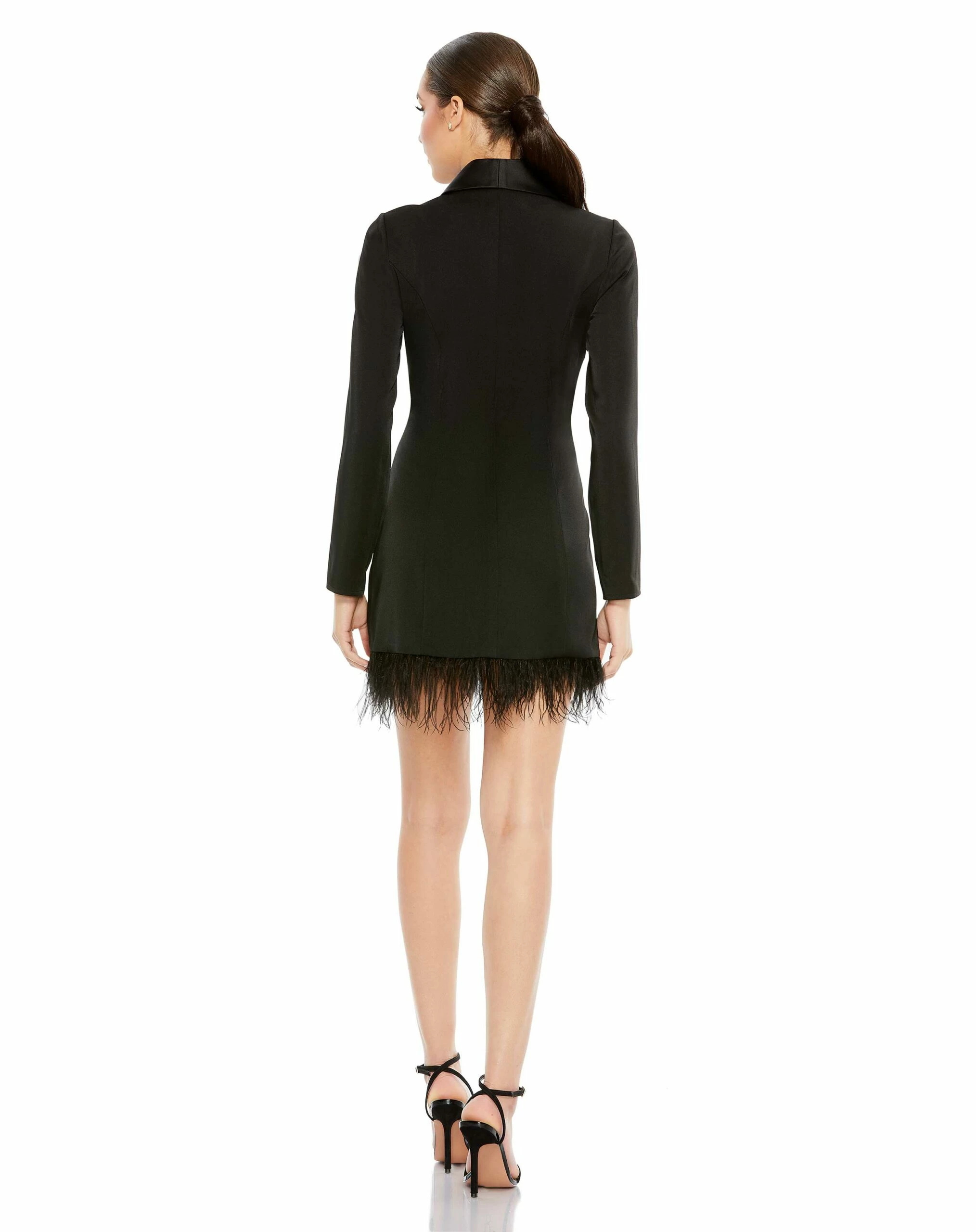 Feathered Trim Tuxedo Dress 4 Feathered Trim Tuxedo Dress - Image 2