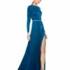 Long Sleeve Jewel Trimmed Charmeuse Gown -Women's Skirt 26524 SAP Default 1 WS
