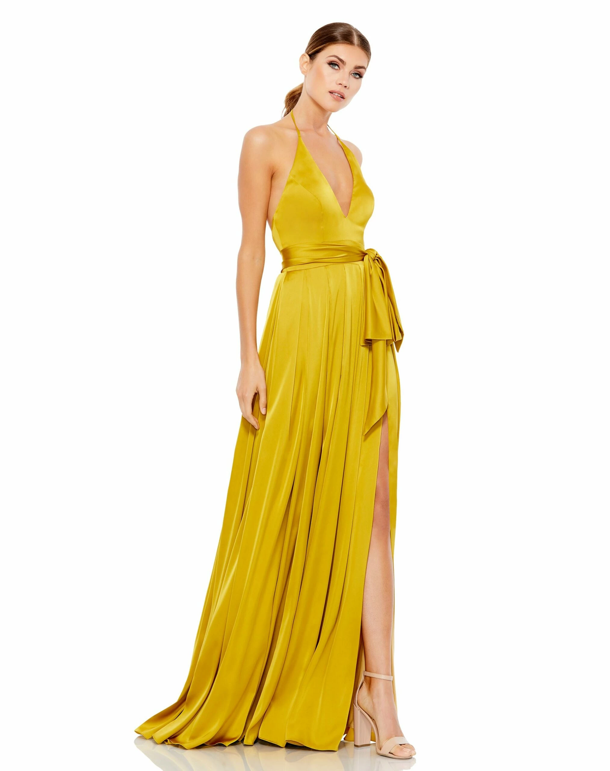 Charmeuse Halter Strap Soft Tie Waist Gown 5 Charmeuse Halter Strap Soft Tie Waist Gown - Image 3