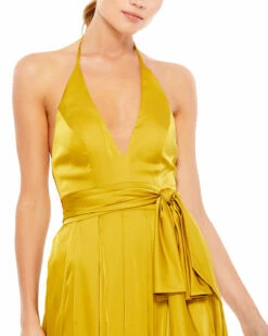 Charmeuse Halter Strap Soft Tie Waist Gown 14 Charmeuse Halter Strap Soft Tie Waist Gown -Women's Skirt 26531 CTR 3 WS