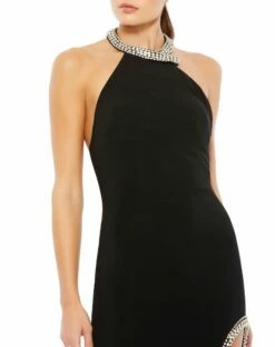 High Slit Halter Gown W/ Rhinestone Accents -Women's Skirt 26533 BLK 3 WS