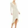 Sequin Knotted Long Sleeve Midi Dress -Women's Skirt 26549 NUD 1 WS