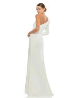 One Shoulder Puff Sleeve Gown -Women's Skirt 26592 WHT 2 WS