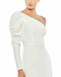 One Shoulder Puff Sleeve Gown -Women's Skirt 26592 WHT 3 WS