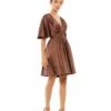 Satin Flowy Cape Sleeve Mini Dress 1 Satin Flowy Cape Sleeve Mini Dress -Women's Skirt 26605 Coffee AB