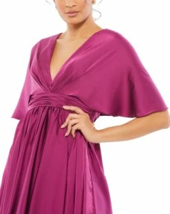 Satin Flowy Cape Sleeve Mini Dress -Women's Skirt 26605 BER 3 WS