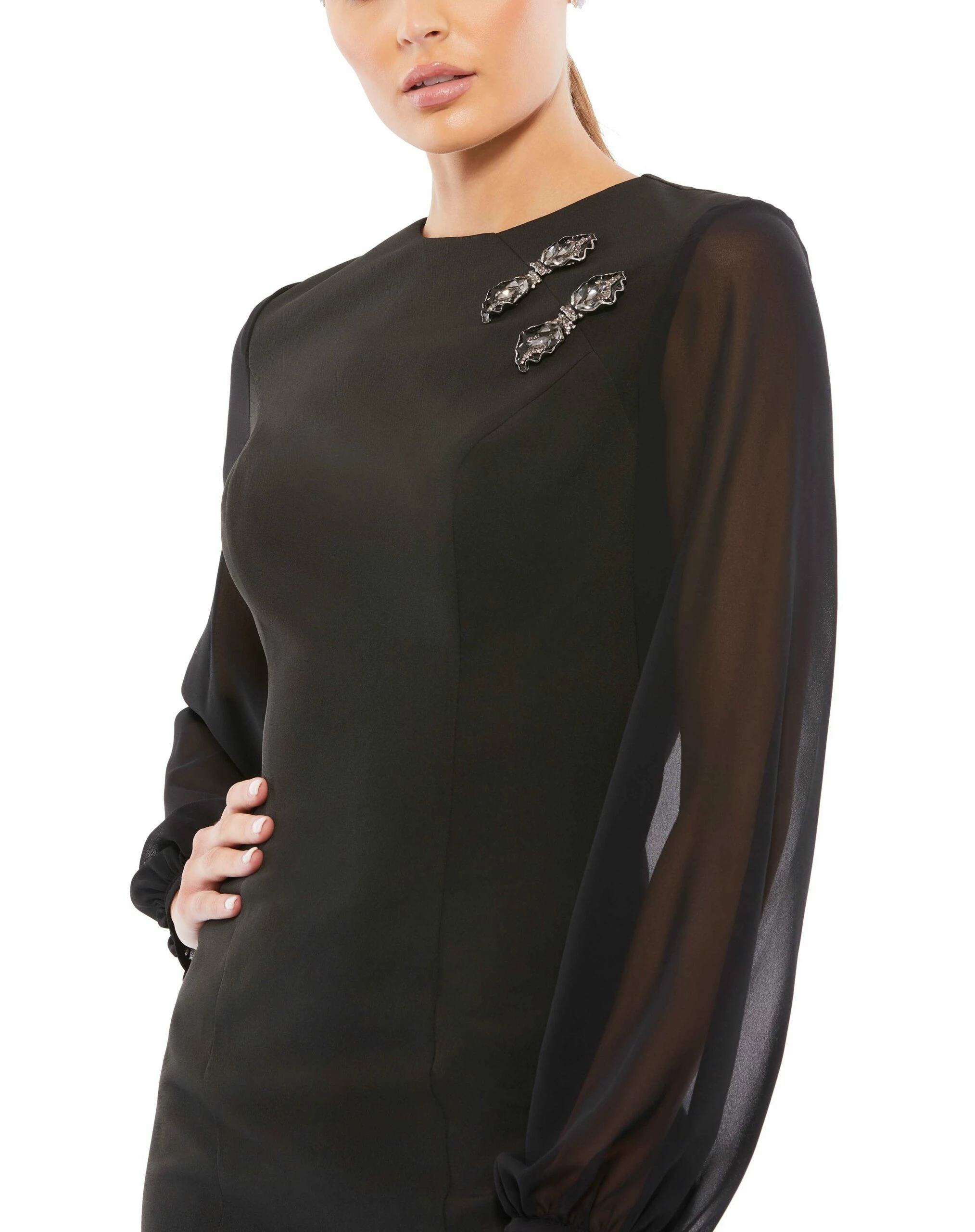 Chiffon Bishop Sleeve Mini Dress 5 Chiffon Bishop Sleeve Mini Dress - Image 3