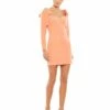 Bow Shoulder Long Sleeve Sweetheart Fitted Mini Dress -Women's Skirt 26643 Creamsicle AB