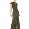 Sequined Cap Sleeve High Neck Gown -Women's Skirt 26647 BGO Default 1 WS