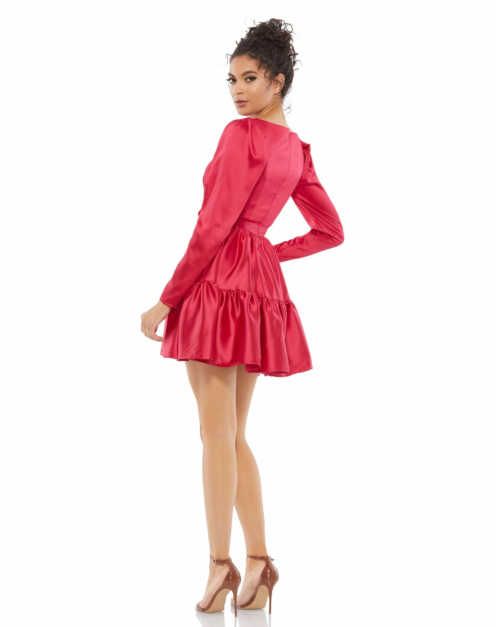 Tiered V-Neck Belted Mini Dress 4 Tiered V-Neck Belted Mini Dress - Image 2