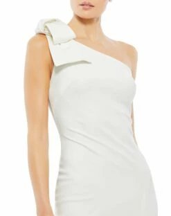 Bow One Shoulder Evening Gown -Women's Skirt 26665 WHT 3 WS