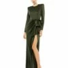 Long Sleeve Structured Bow Draped Gown 2 Long Sleeve Structured Bow Draped Gown -Women's Skirt 26676 Olive AB 1