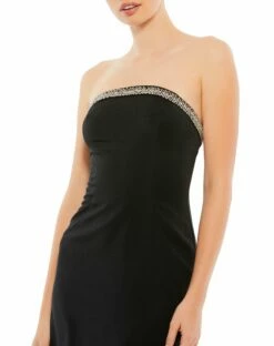 Jeweled Strapless Neckline Fitted Midi Dress -Women's Skirt 26680 BLK 3 WS