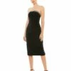 Jeweled Strapless Neckline Fitted Midi Dress -Women's Skirt 26680 BLK Default 1 WS