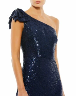 Sequined One Shoulder Bow Midi Dress -Women's Skirt 26689 MID 3 WS