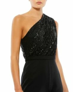 Sequined One Shoulder Jumpsuit -Women's Skirt 26716 Black CL