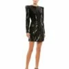 Sequined Structured Faux Blazer Mini Dress 1 Sequined Structured Faux Blazer Mini Dress -Women's Skirt 26724 Black AB