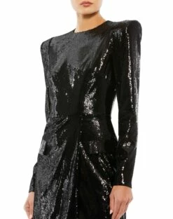 Sequined Structured Faux Blazer Mini Dress -Women's Skirt 26724 Black CL