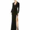 Long Sleeve Faux Tuxedo Gown -Women's Skirt 26731 BLK Default 1 WS