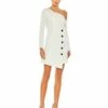 Drop Shoulder Faux Tuxedo Mini Dress -Women's Skirt 26734 White AB