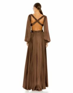 Long Sleeve Cut Out Gown 15 Long Sleeve Cut Out Gown -Women's Skirt 26737 Espresso BK