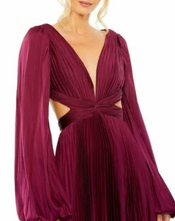 Long Sleeve Cut Out Gown 19 Long Sleeve Cut Out Gown -Women's Skirt 26737 Wine CL