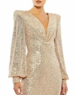 Sequined Structured Bishop Sleeve Mini Dress -Women's Skirt 26865 ROG 3 WS