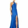 Asymmetrical Crisscross Halter Gown -Women's Skirt 26925 Cobalt AB