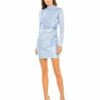 Mock Neck Draped Long Sleeve Mini Dress -Women's Skirt 26931 POB Default 1 WS