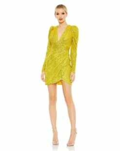 Sequined Shoulder Pad Cocktail Dress