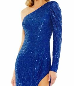 Sequined One Shoulder Mini Dress 7 Sequined One Shoulder Mini Dress -Women's Skirt 26946 Royal CL
