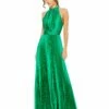 Pleated Sleeveless Halter Gown -Women's Skirt 26992 SpringGreen AB