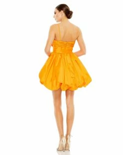 Spaghetti Strap Center Bow Balloon Mini Dress -Women's Skirt 27040 Orange BK