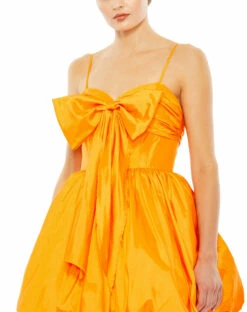 Spaghetti Strap Center Bow Balloon Mini Dress -Women's Skirt 27040 Orange CL