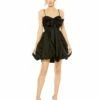 Spaghetti Strap Center Bow Balloon Mini Dress -Women's Skirt 27040 BLK Default 1 WS