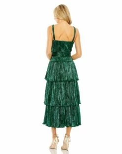 Ruffle Tiered Buckle Detail Dress -Women's Skirt 27062 Emerald BK