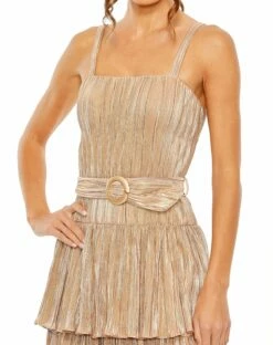 Ruffle Tiered Buckle Detail Dress -Women's Skirt 27062 Gold CL