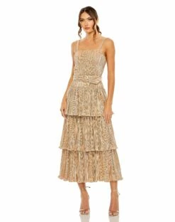 Ruffle Tiered Buckle Detail Dress