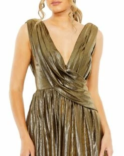 Sleeveless Cowl Detail A Line Mini Dress -Women's Skirt 27073 AntiqueGold CL