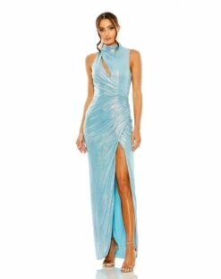 High Neck Sleevelss Gown -Women's Skirt 27085 PowderBlue AB
